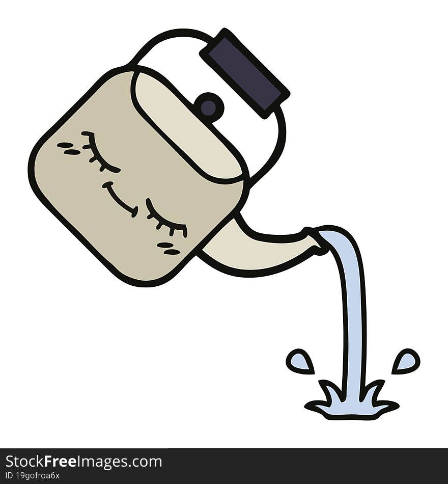 cute cartoon of a pouring kettle. cute cartoon of a pouring kettle