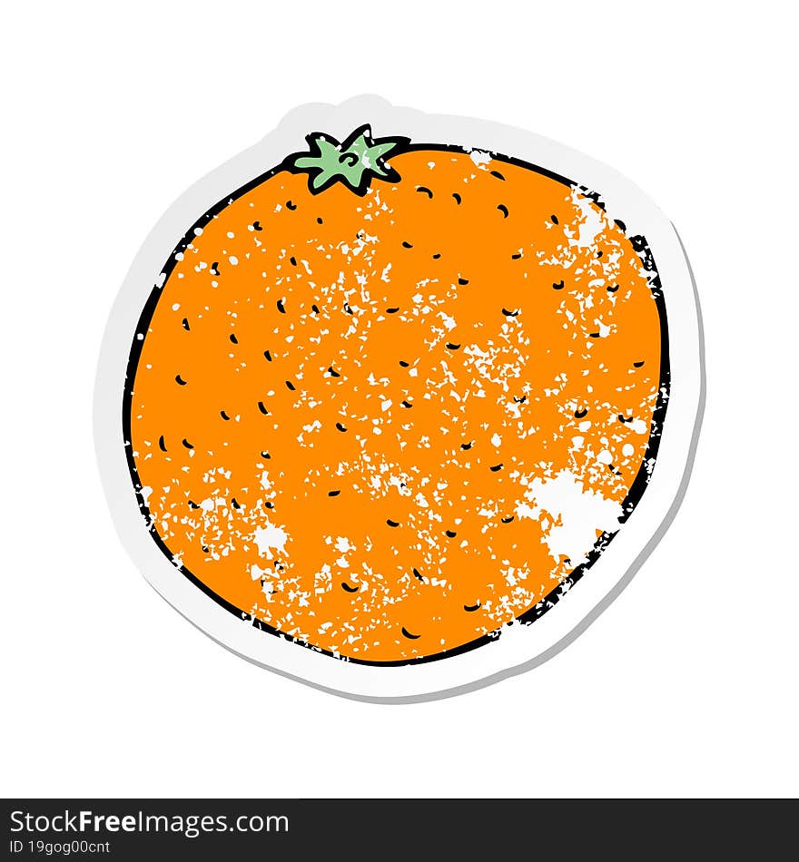 retro distressed sticker of a cartoon orange