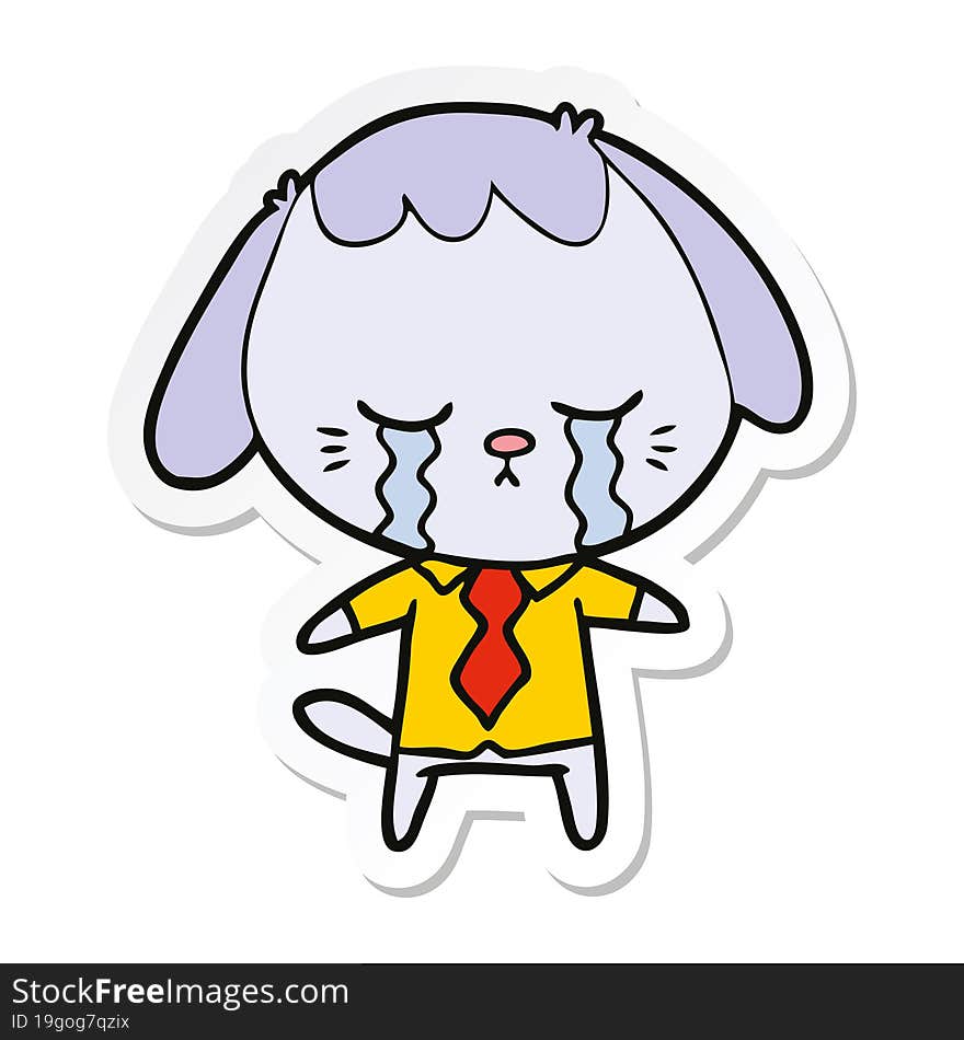 Sticker Of A Cartoon Dog Crying