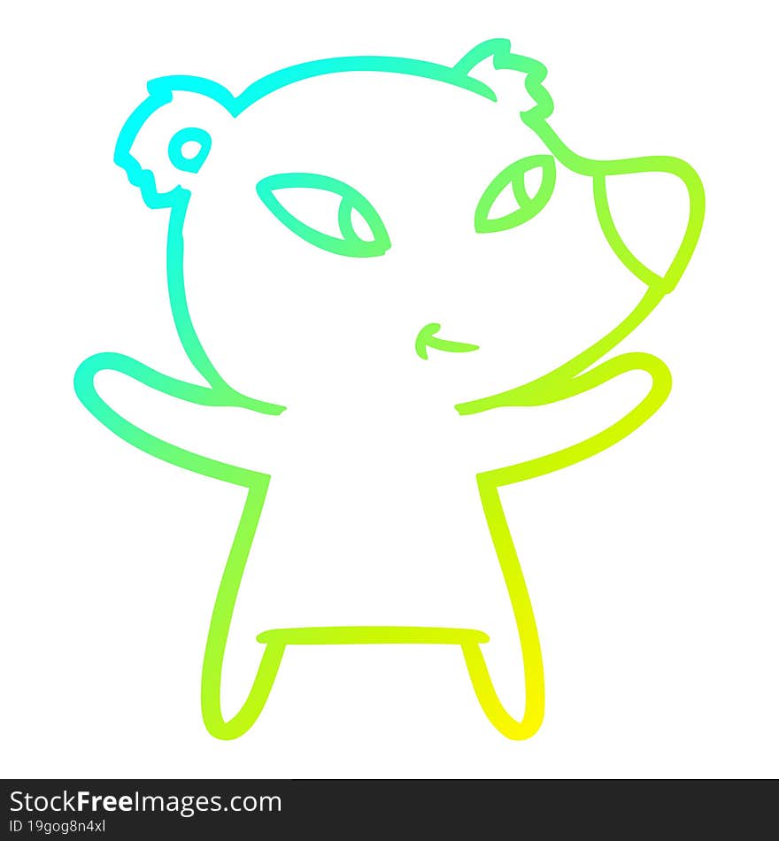 Cold Gradient Line Drawing Cute Cartoon Bear