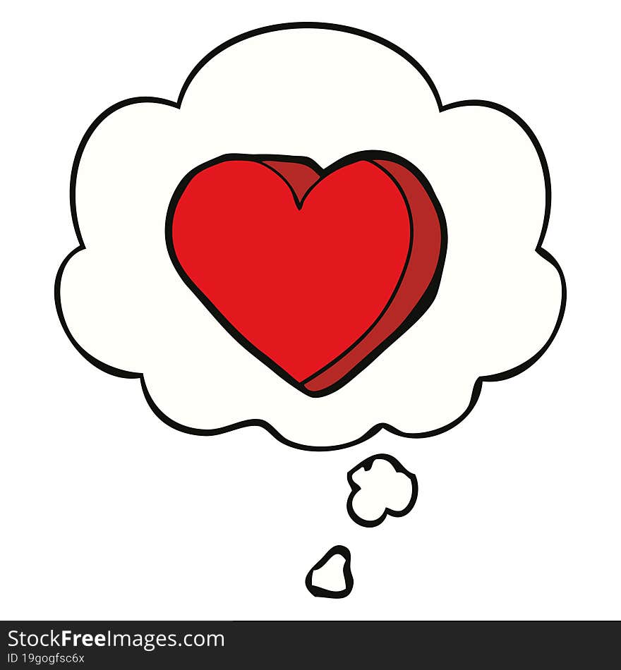 cartoon love heart and thought bubble