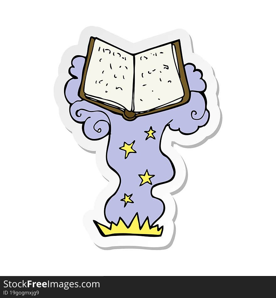 sticker of a cartoon magic spell book