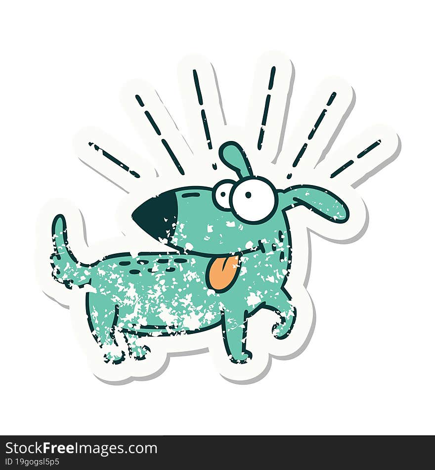 Grunge Sticker Of Tattoo Style Happy Dog