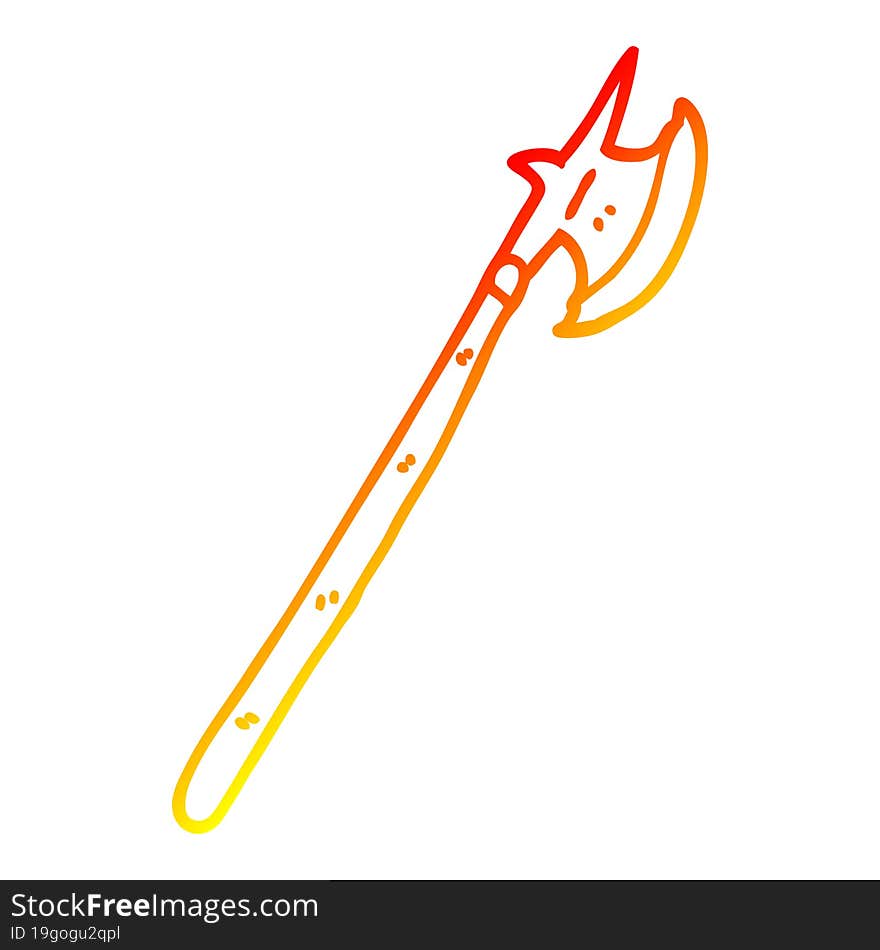 warm gradient line drawing cartoon medieval halberd