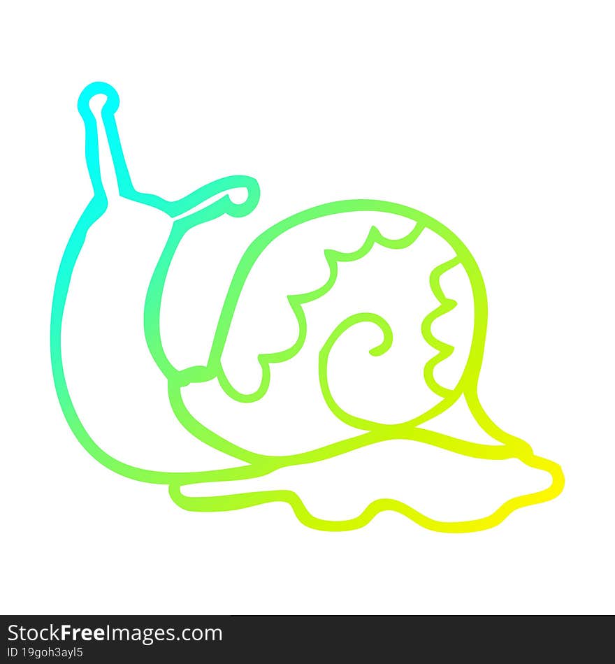 Cold Gradient Line Drawing Cartoon Snail