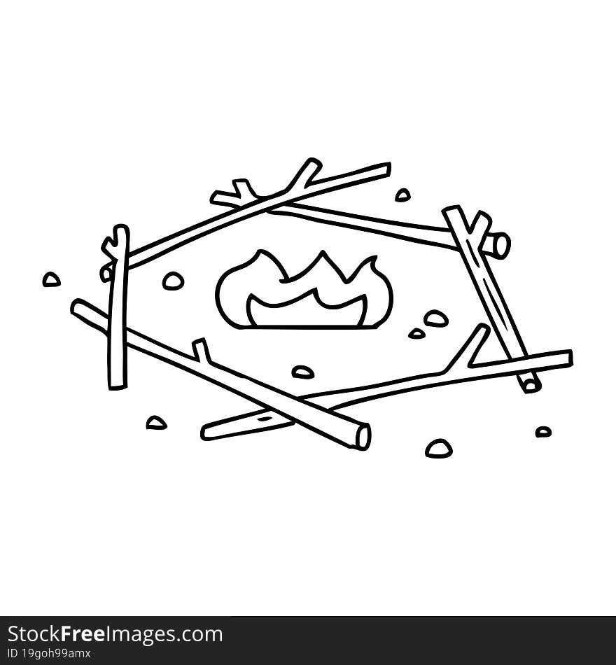 line drawing doodle of a camp fire