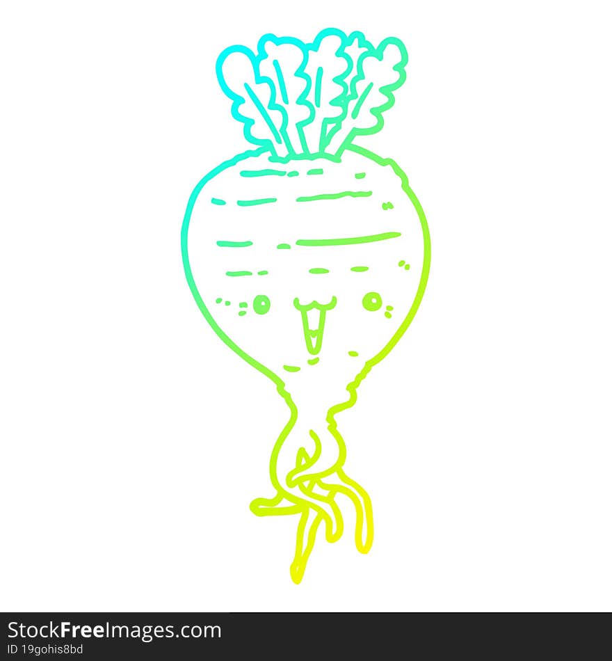 cold gradient line drawing cartoon turnip