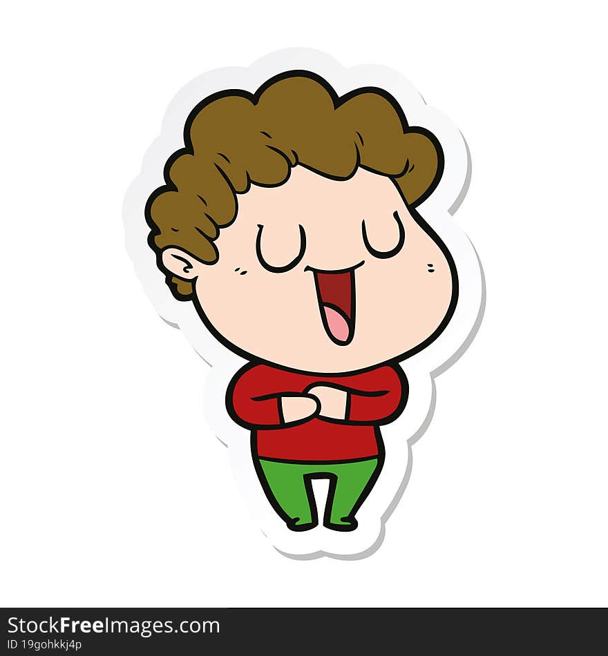 sticker of a laughing cartoon man