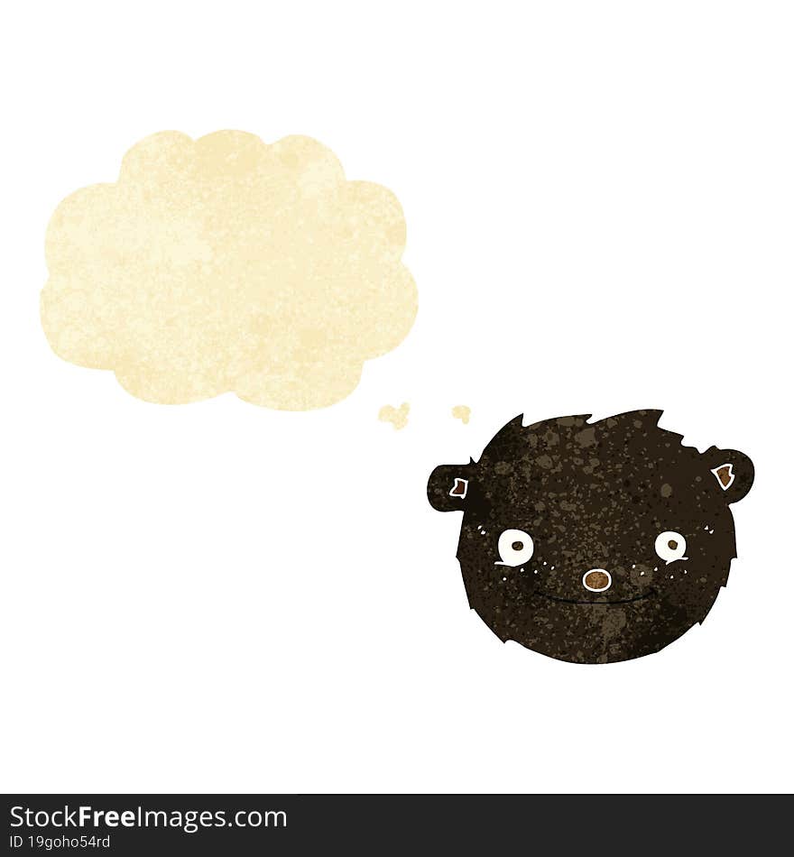 cartoon black bear head with thought bubble