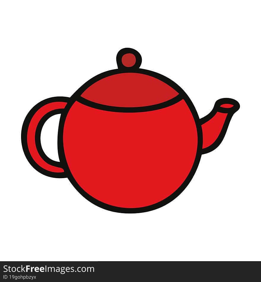 cute cartoon red tea pot