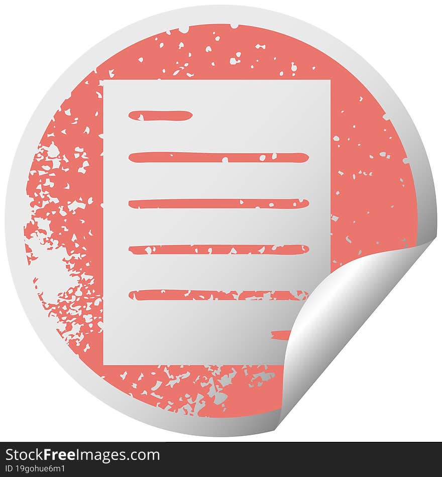 Distressed Circular Peeling Sticker Symbol Sheet Of Paper