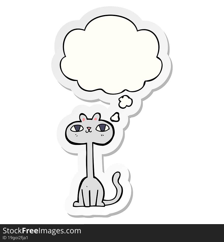 cartoon cat and thought bubble as a printed sticker