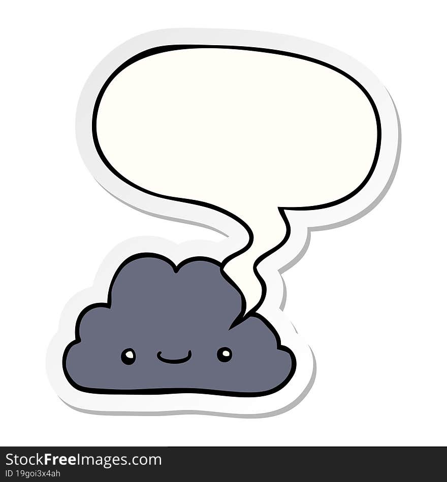 cute cartoon cloud and speech bubble sticker