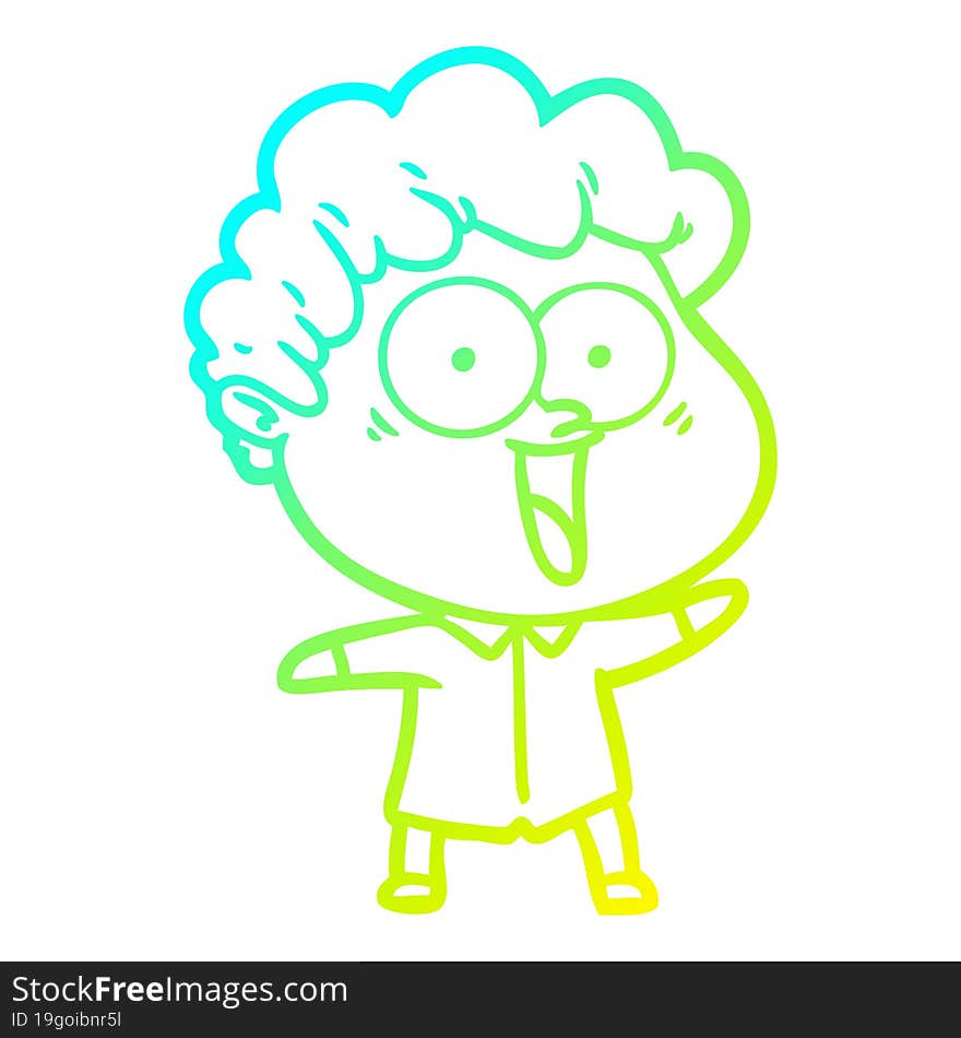 cold gradient line drawing cartoon happy man