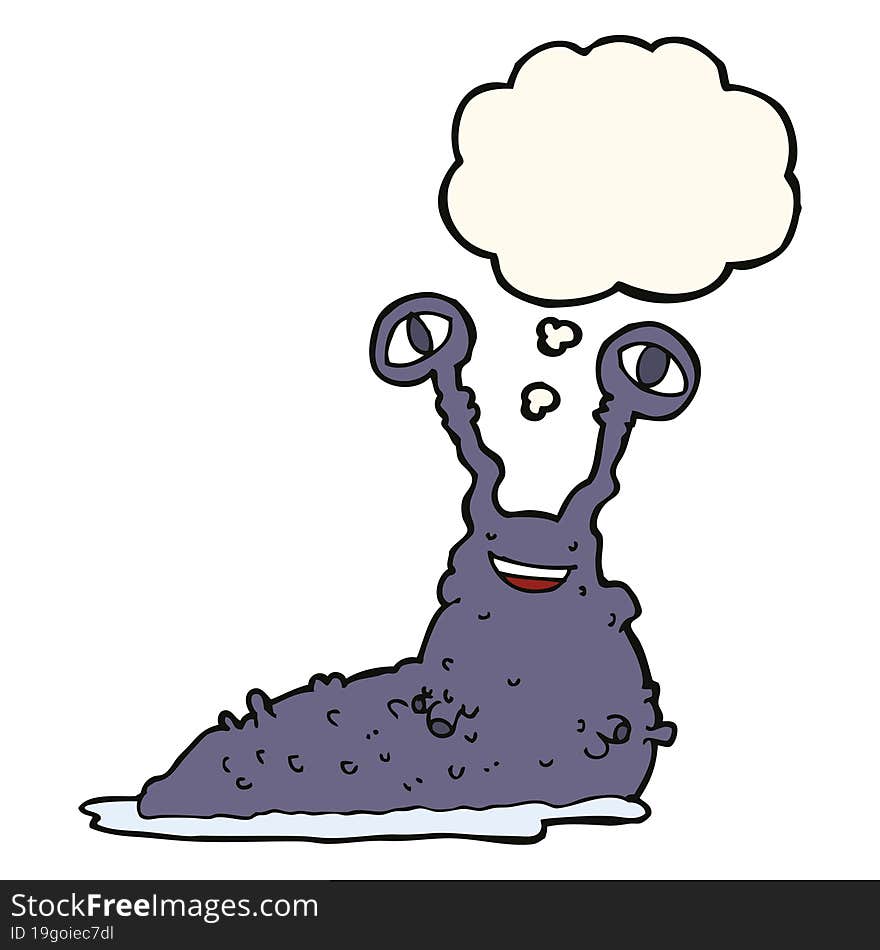 cartoon slug with thought bubble