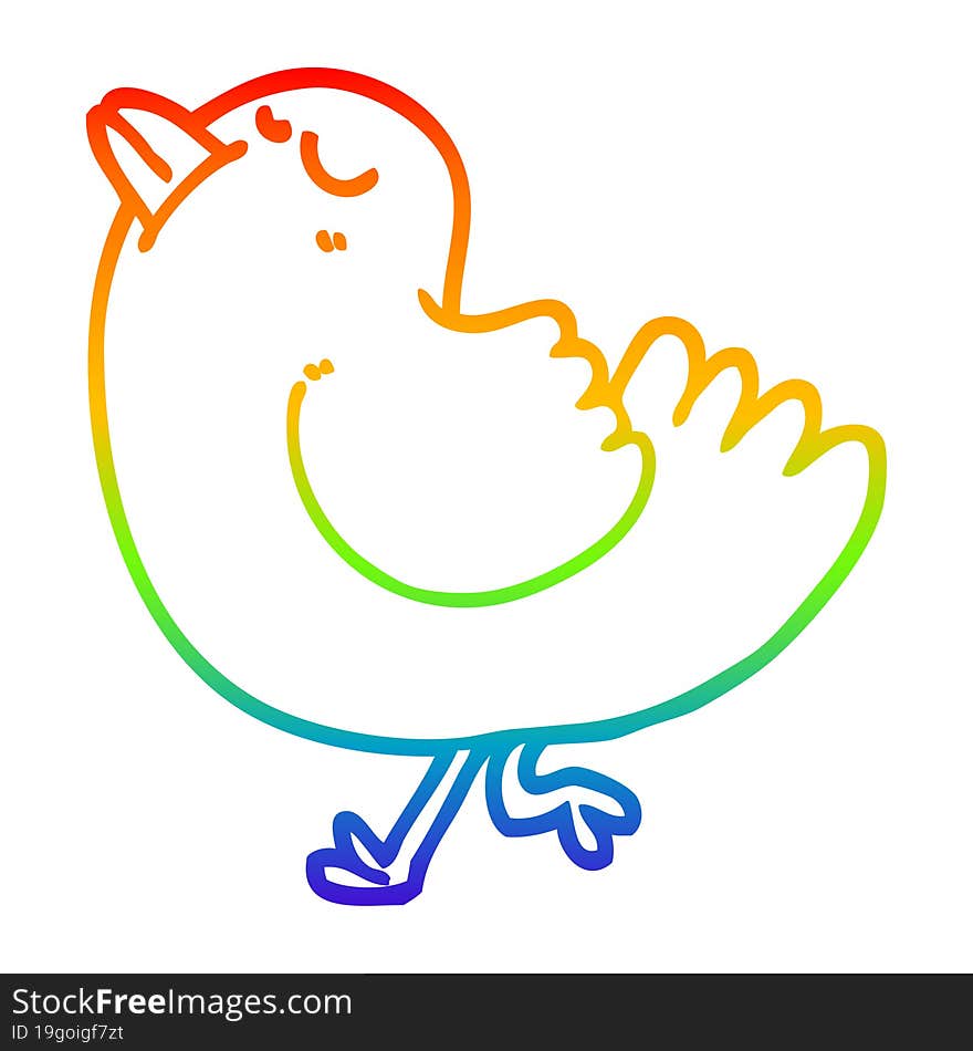 rainbow gradient line drawing of a cartoon arrogant bird