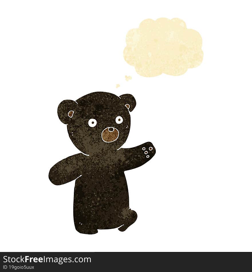 cartoon black bear cub with thought bubble