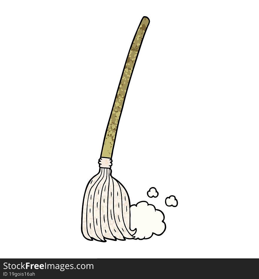 cartoon broom sweeping. cartoon broom sweeping