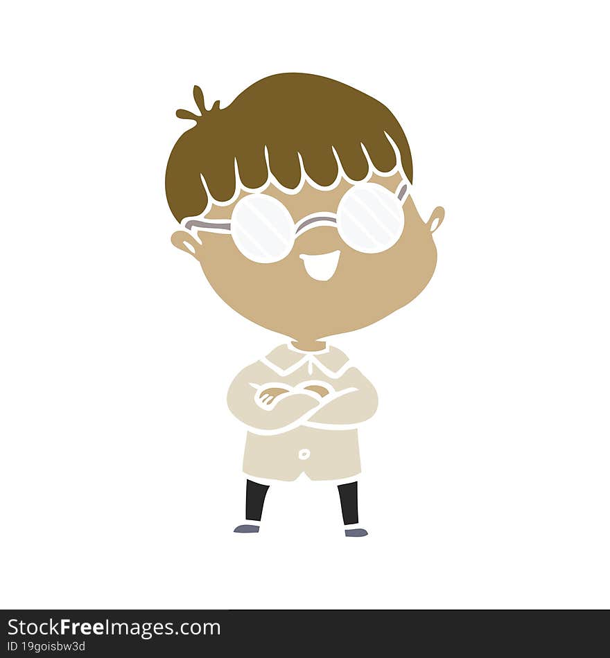 flat color style cartoon boy wearing spectacles