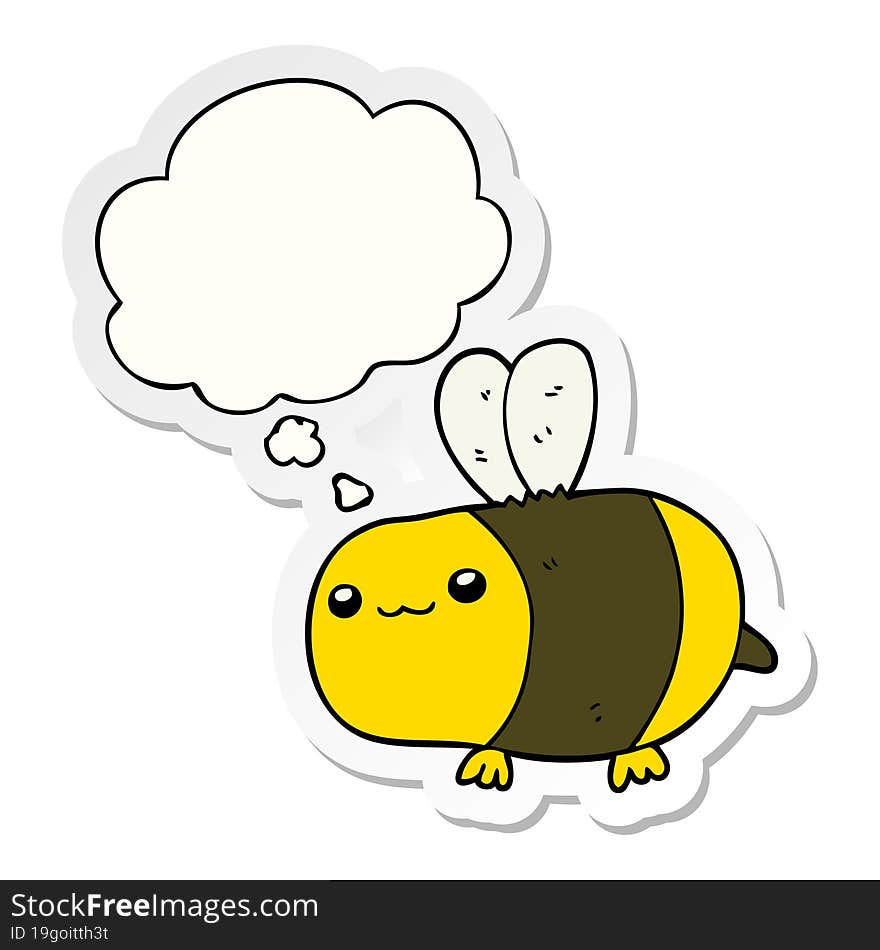 cartoon bee and thought bubble as a printed sticker