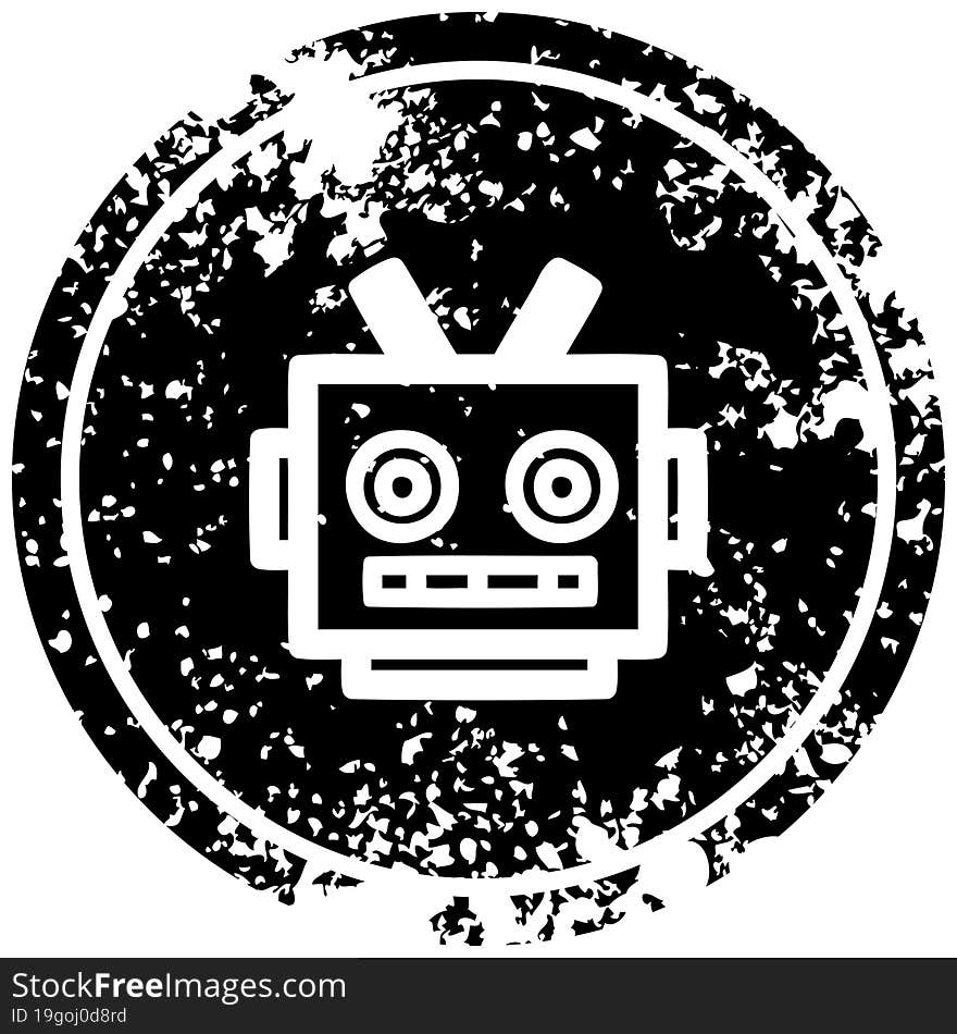 robot head distressed icon