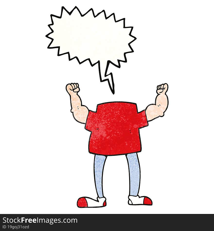 speech bubble textured cartoon headless man