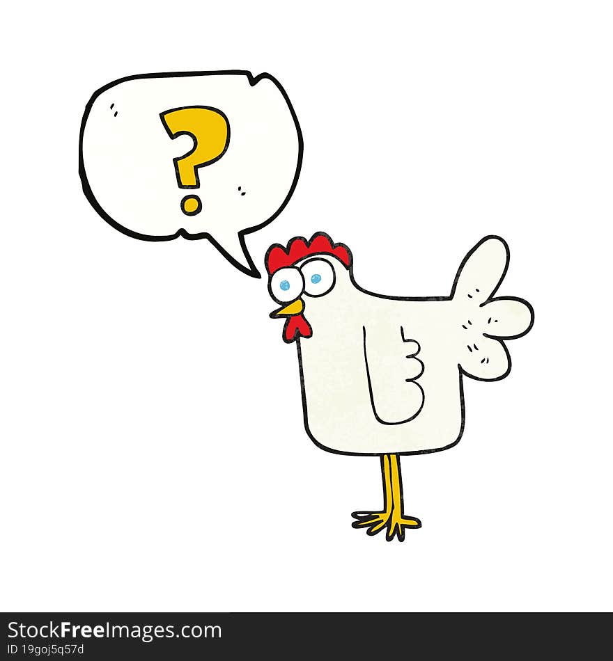 freehand speech bubble textured cartoon confused chicken