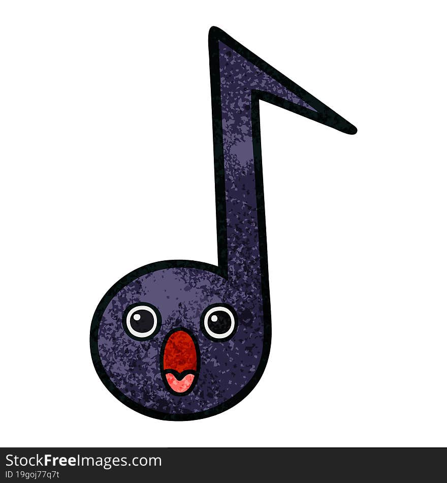 retro grunge texture cartoon musical note