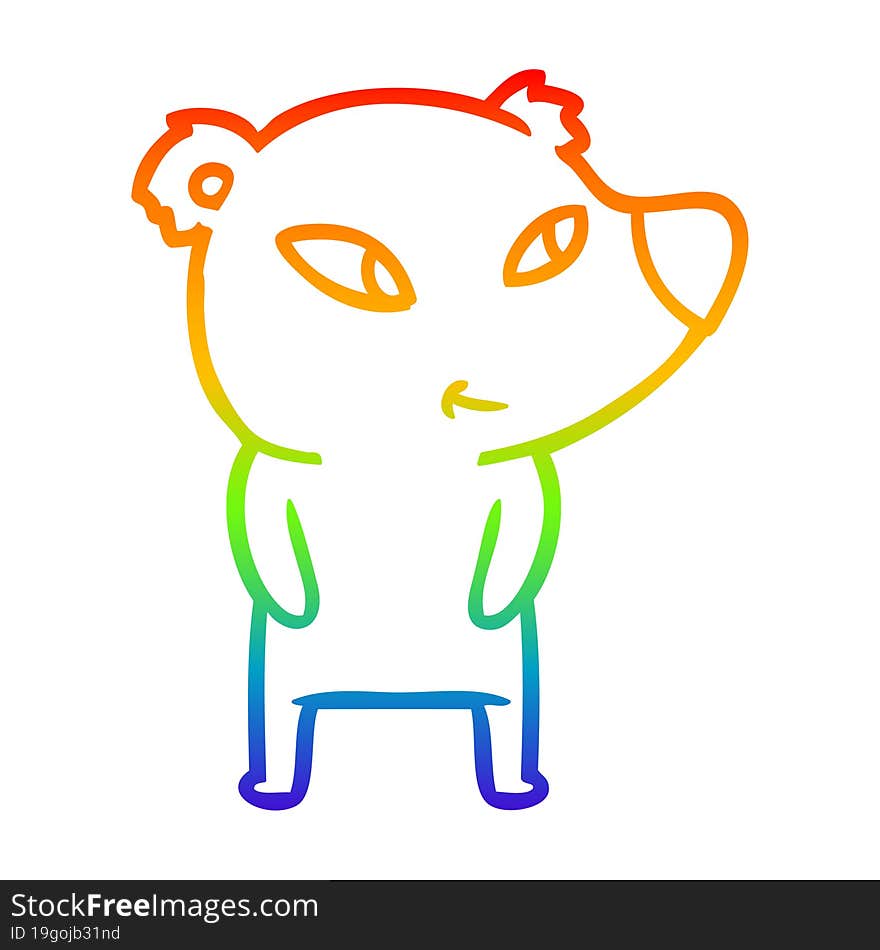 rainbow gradient line drawing cute cartoon bear