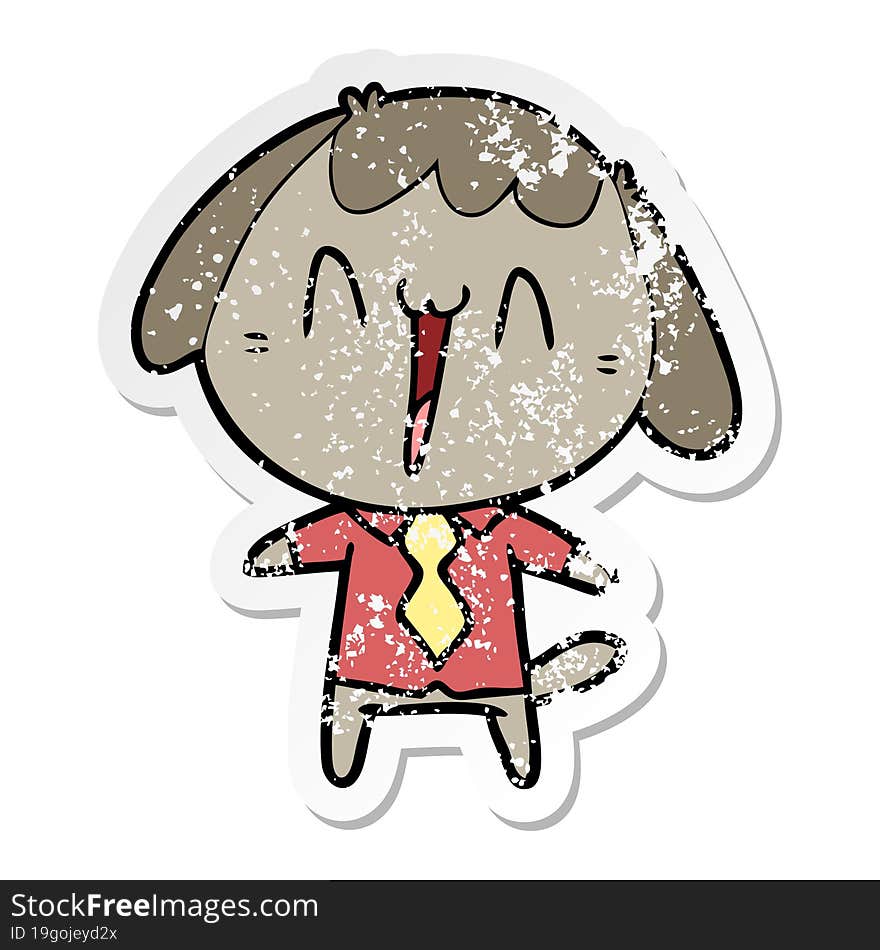 distressed sticker of a cute cartoon dog