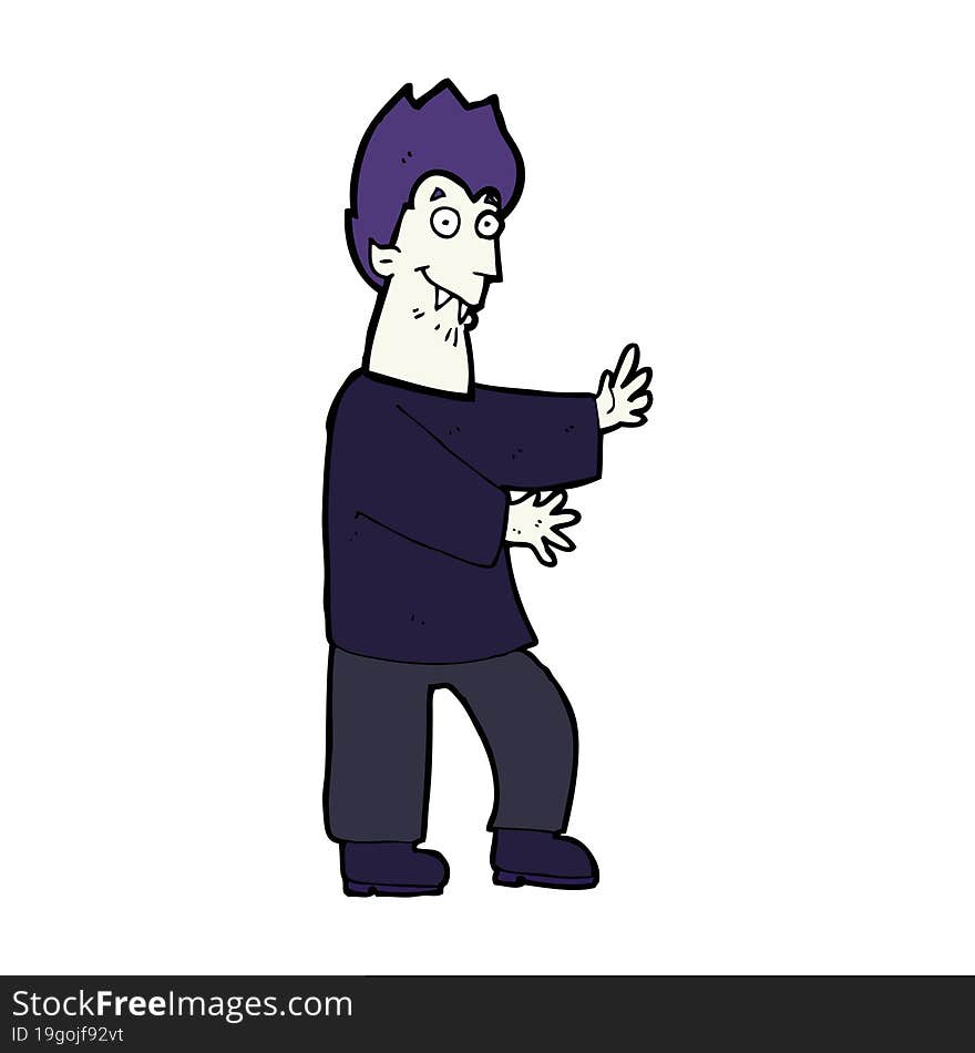 cartoon vampire waving hands