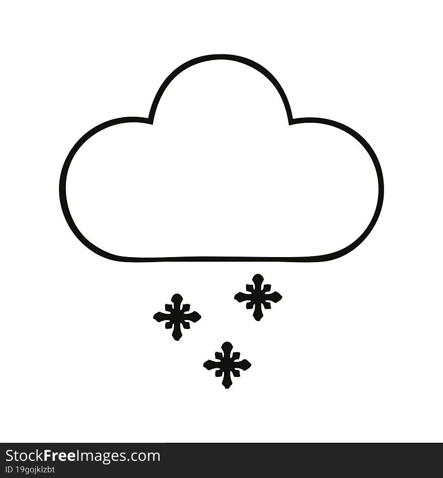 Line Drawing Cartoon Snow Cloud