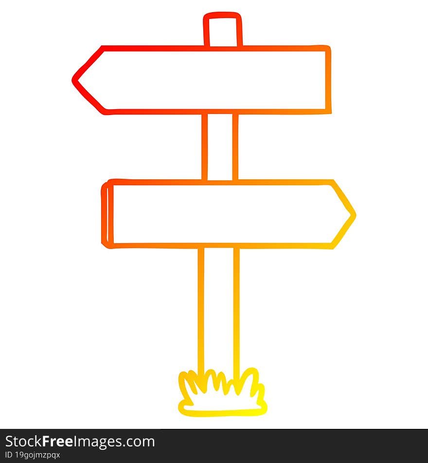 warm gradient line drawing cartoon sign post