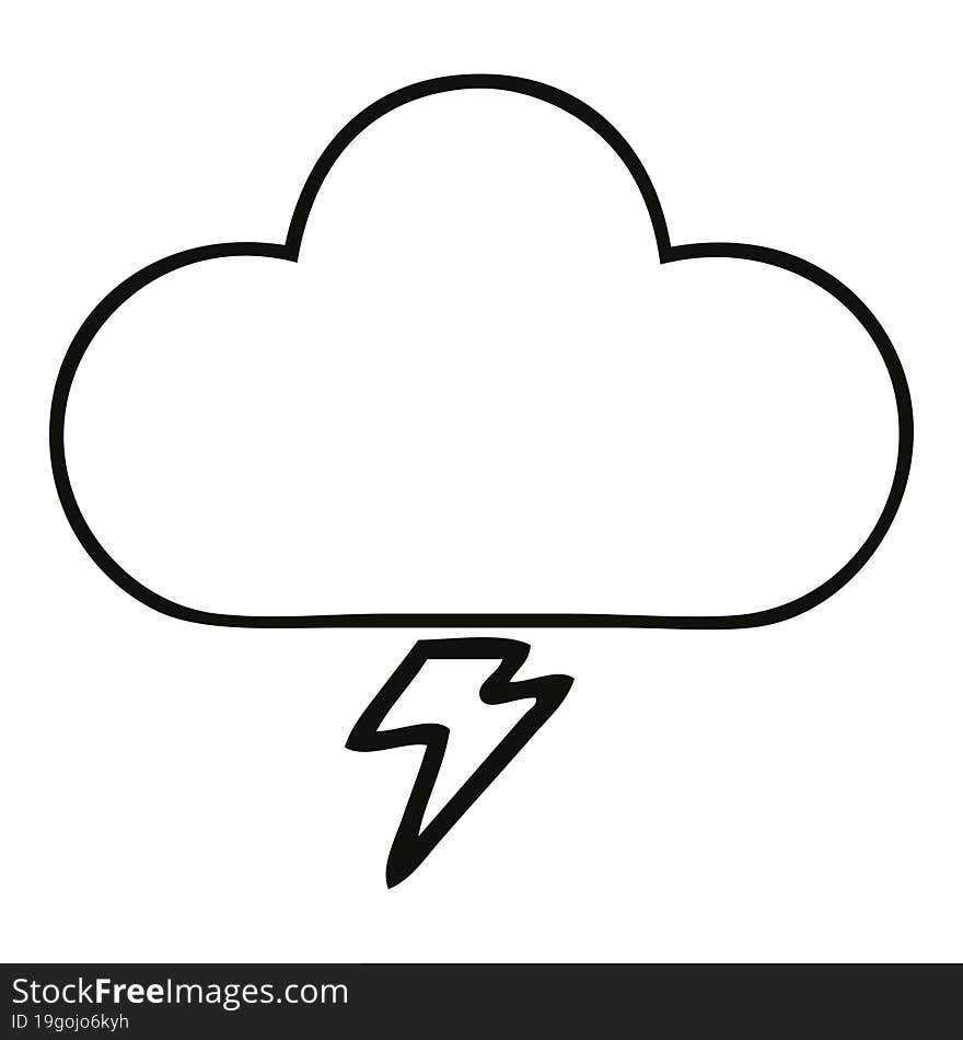 line drawing cartoon of a storm cloud