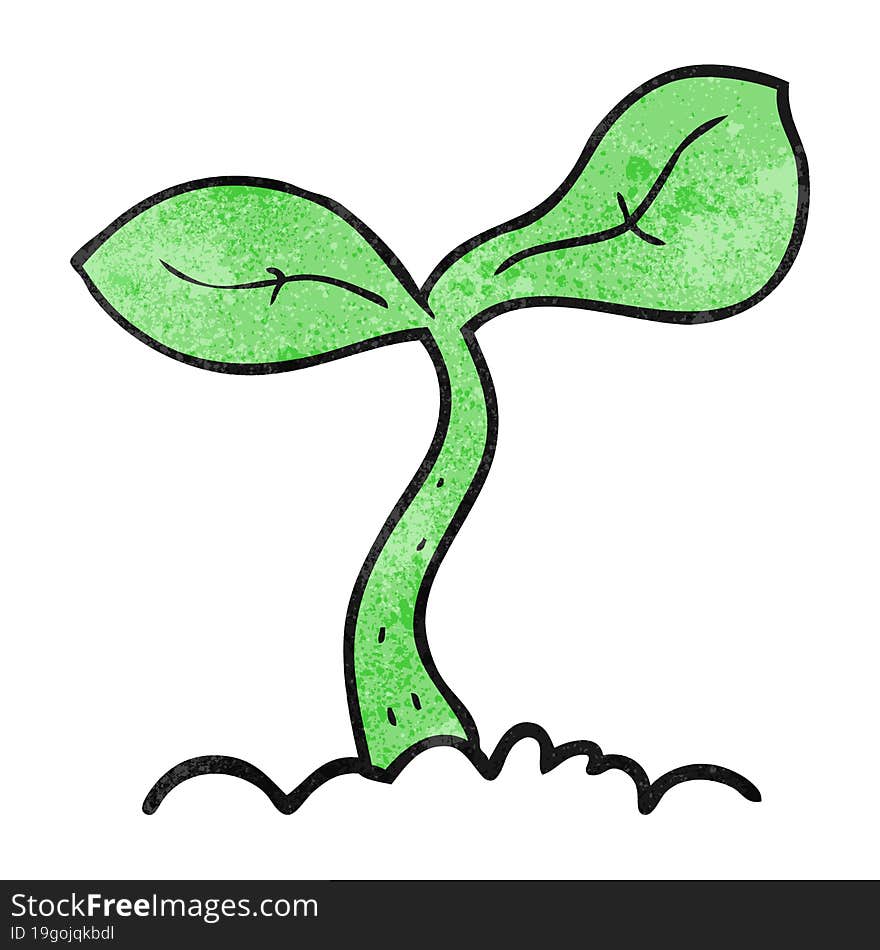 freehand textured cartoon seedling growing