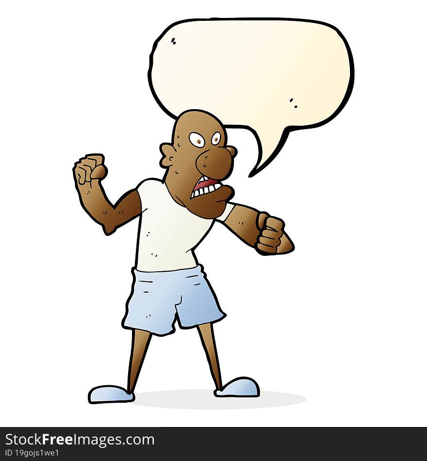 cartoon violent man with speech bubble