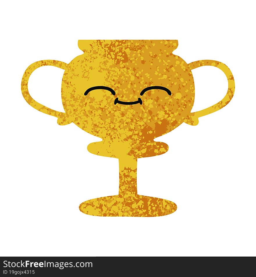 retro illustration style cartoon trophy