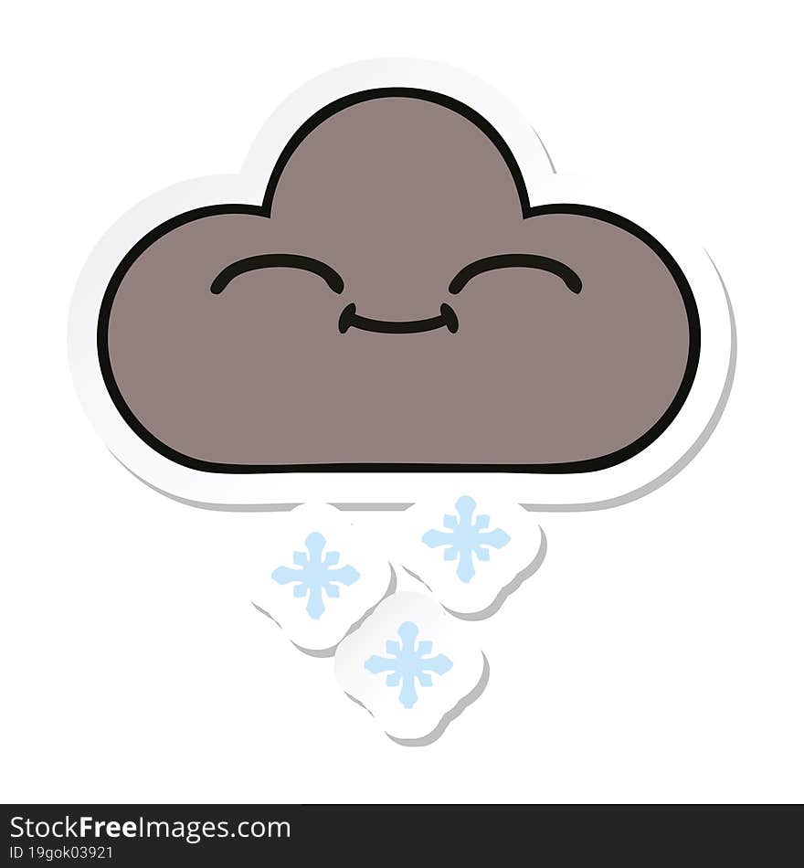 sticker of a cute cartoon happy snow cloud