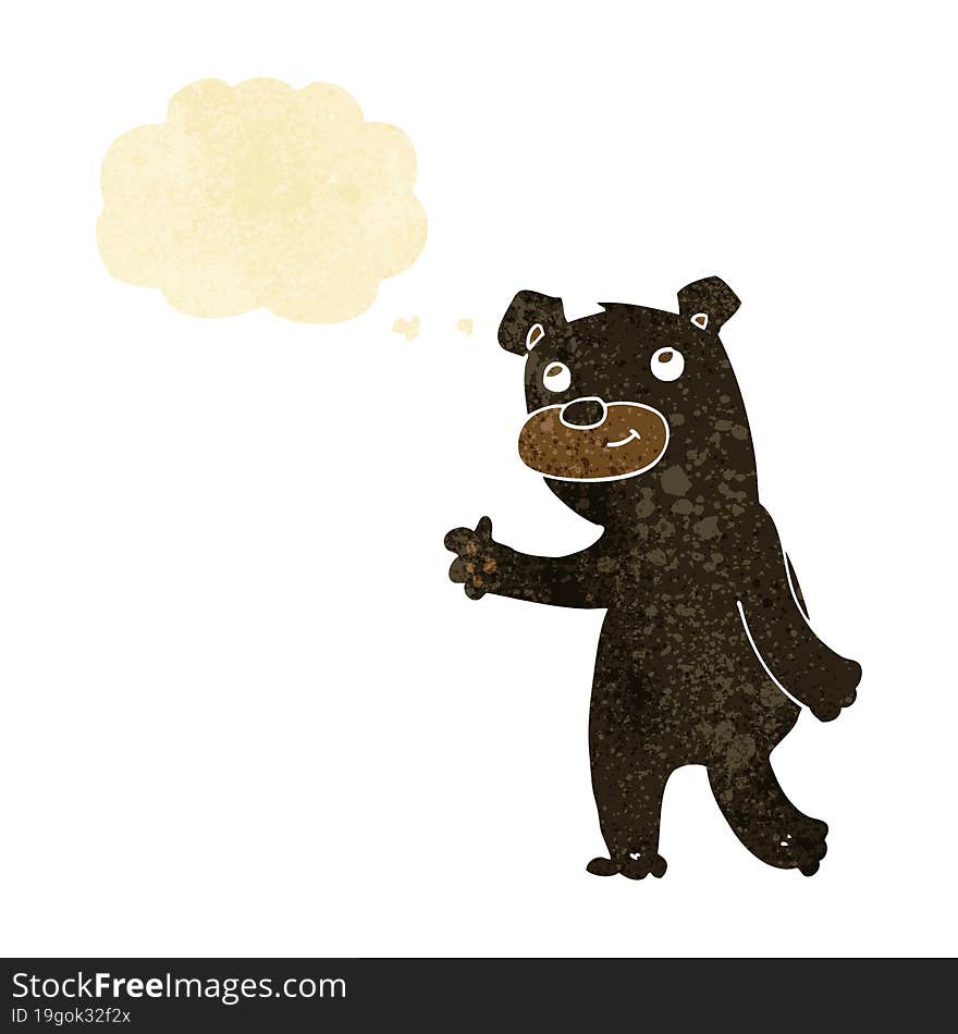 Cute Cartoon Black Bear With Thought Bubble