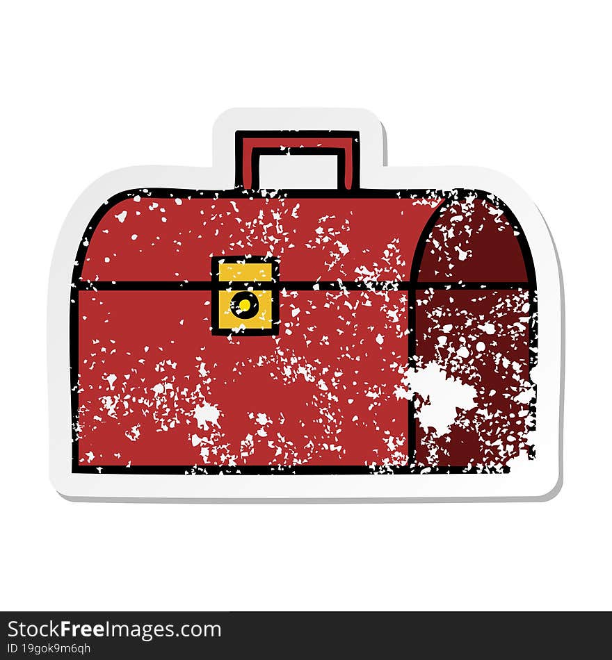 distressed sticker of a cute cartoon metal case