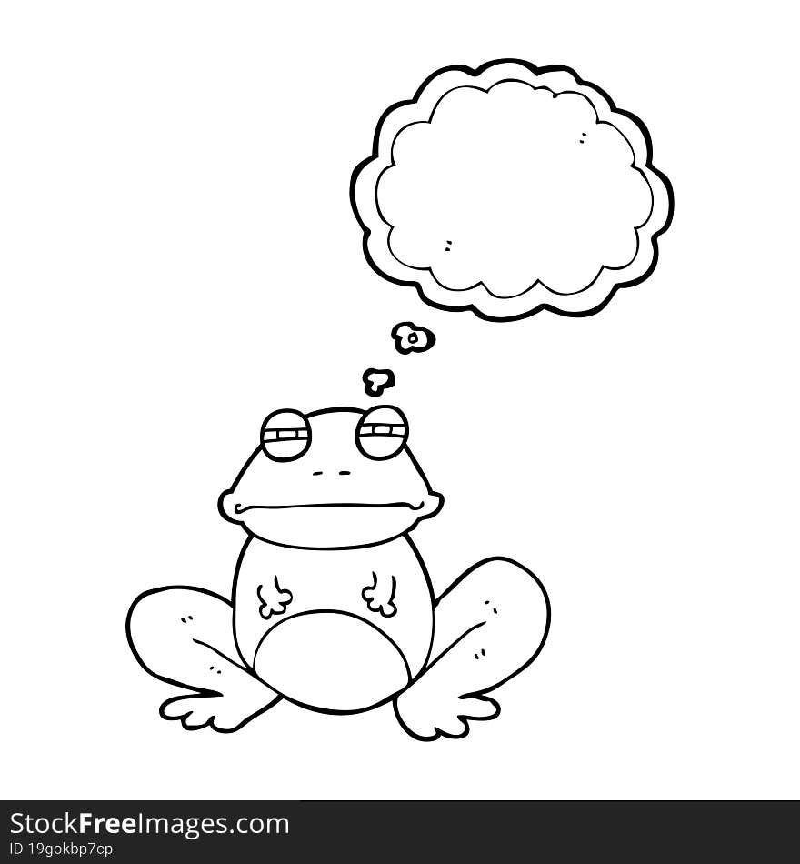 freehand drawn thought bubble cartoon frog