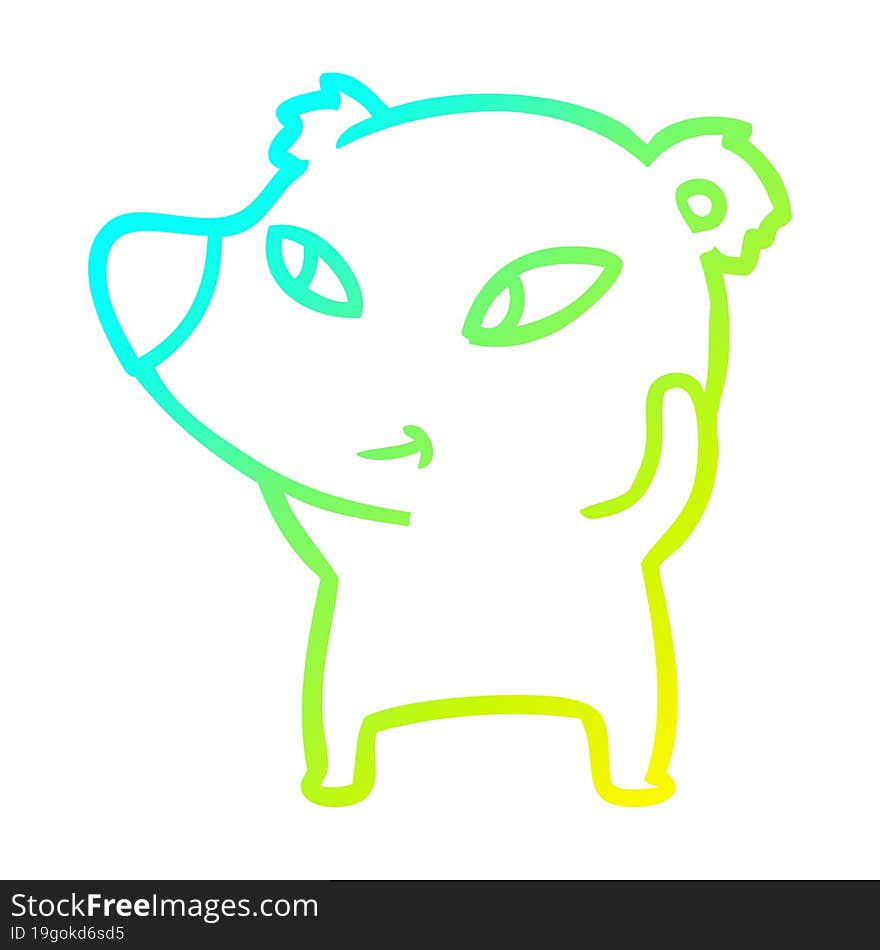 cold gradient line drawing cute cartoon bear