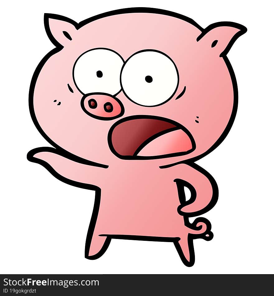 cartoon pig shouting. cartoon pig shouting