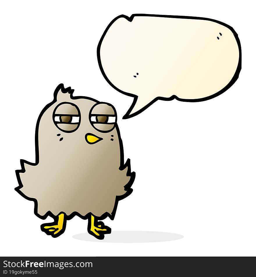 funny cartoon bird with speech bubble