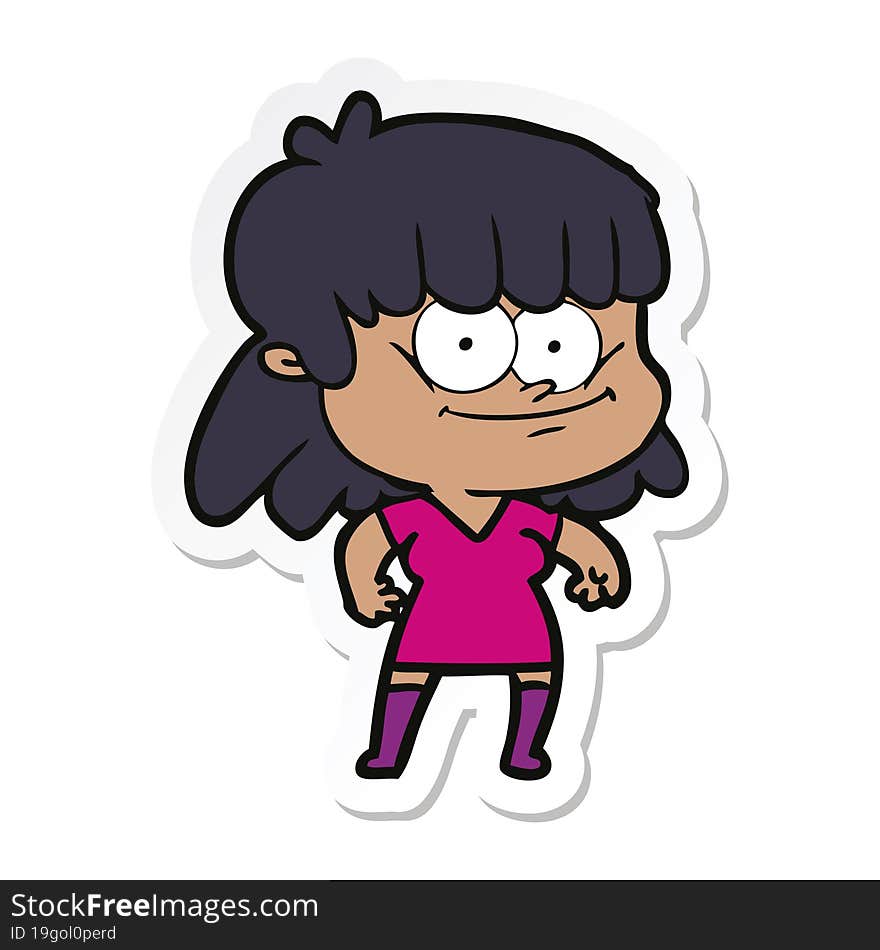 sticker of a cartoon girl smiling