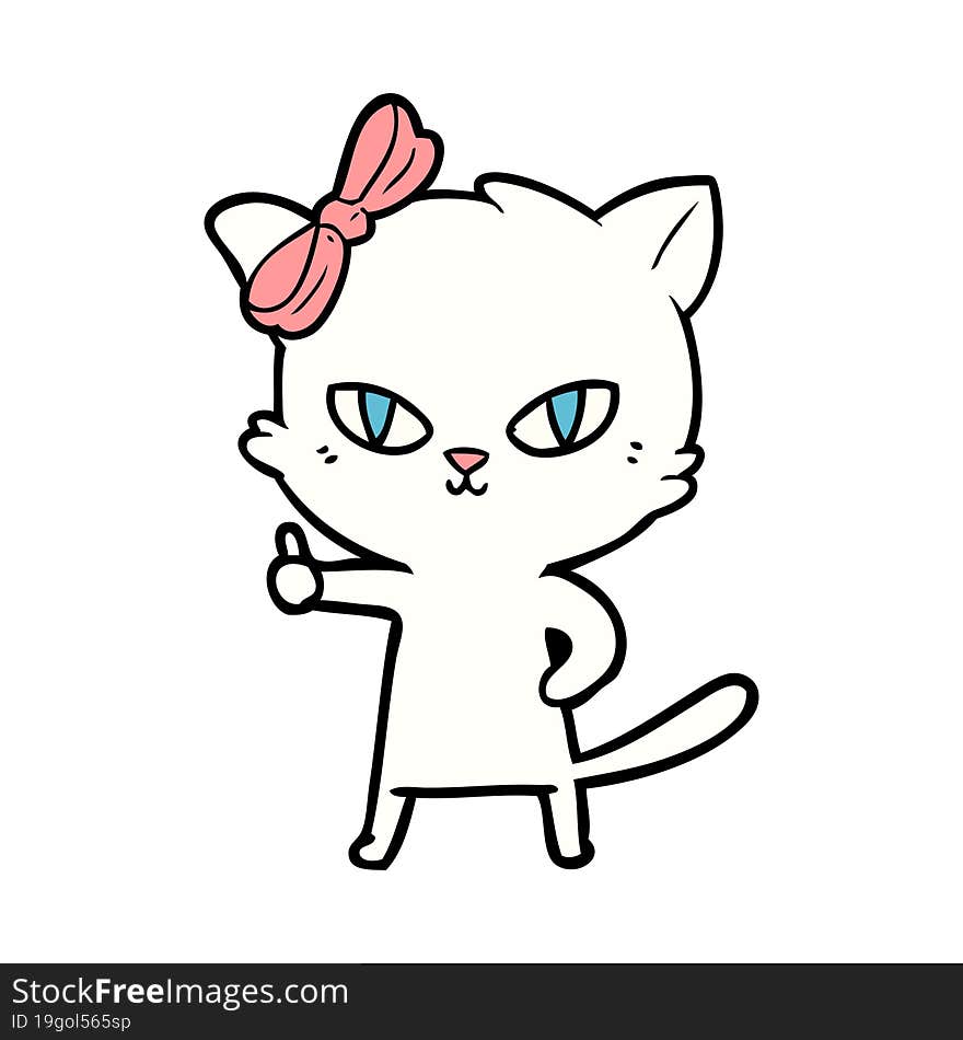 cute cartoon cat giving thumbs up symbol. cute cartoon cat giving thumbs up symbol