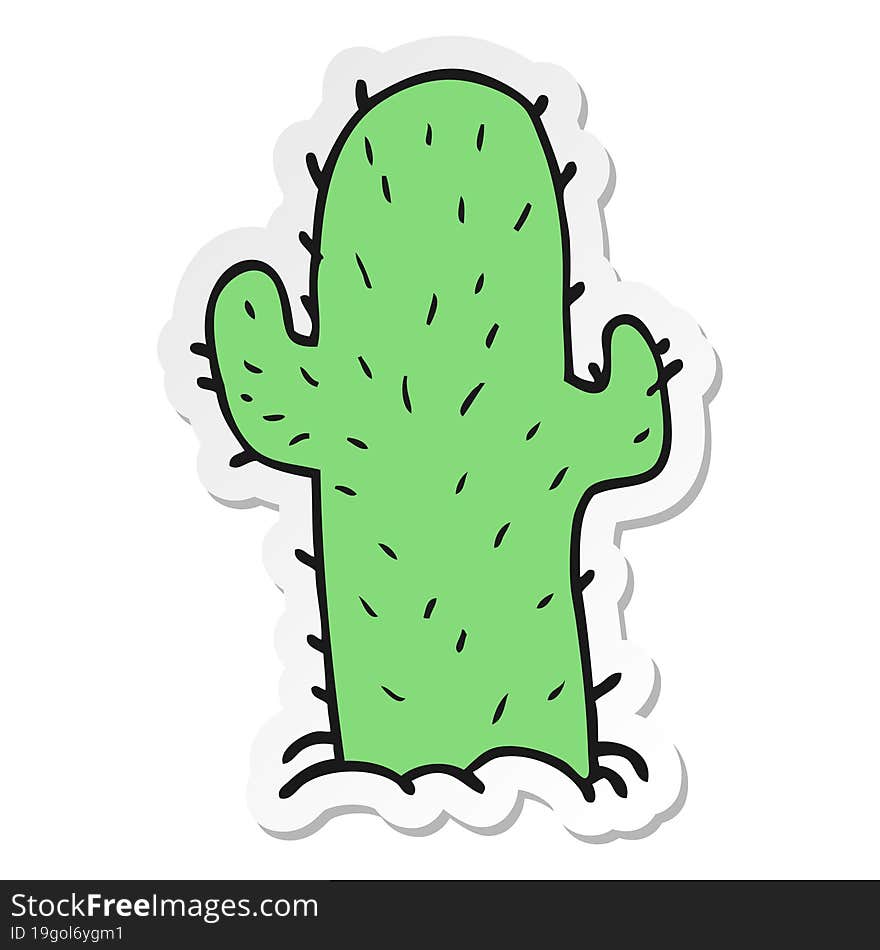 sticker of a cartoon cactus