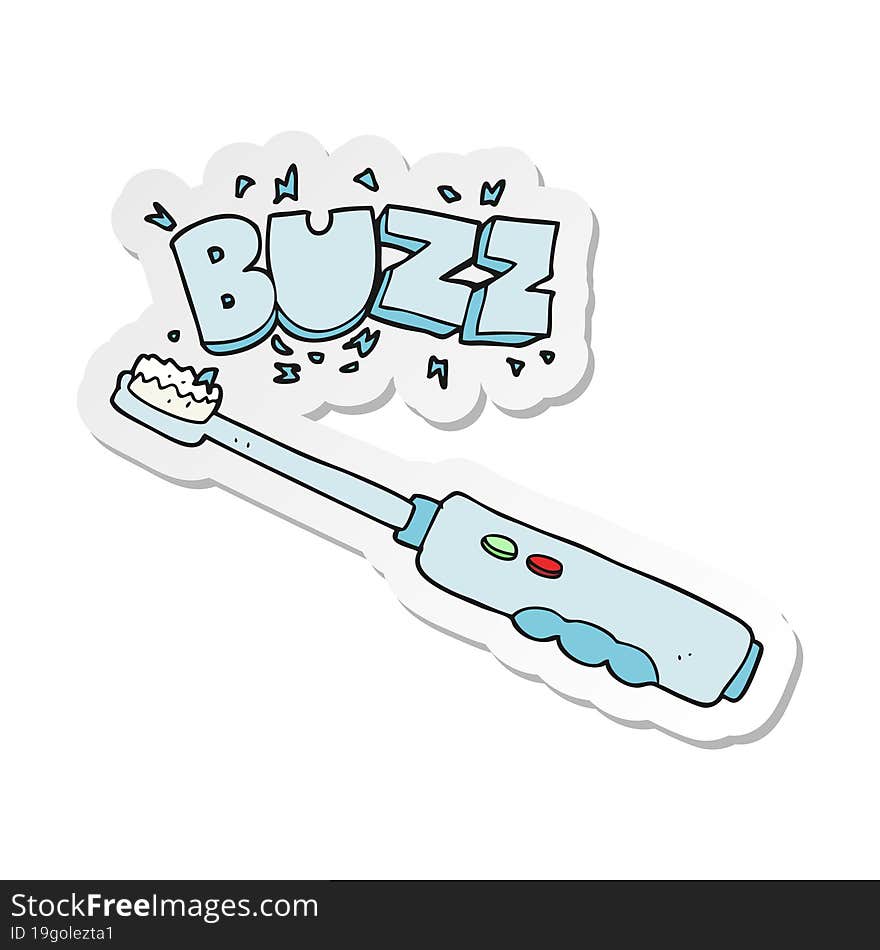 sticker of a cartoon buzzing electric toothbrush