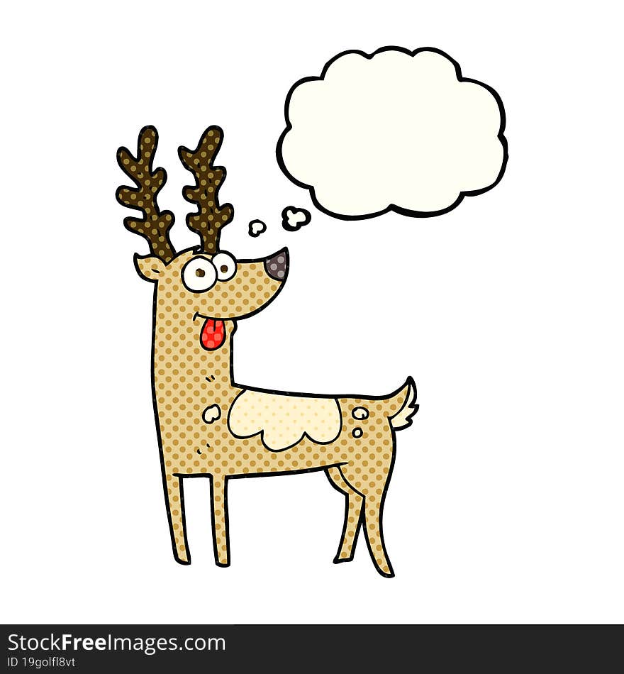 freehand drawn thought bubble cartoon reindeer