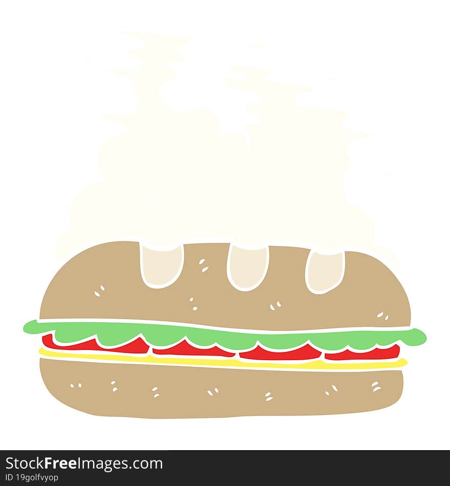 flat color illustration of a cartoon huge sandwich